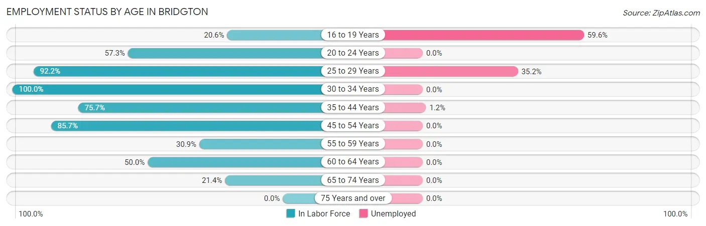 Employment Status by Age in Bridgton