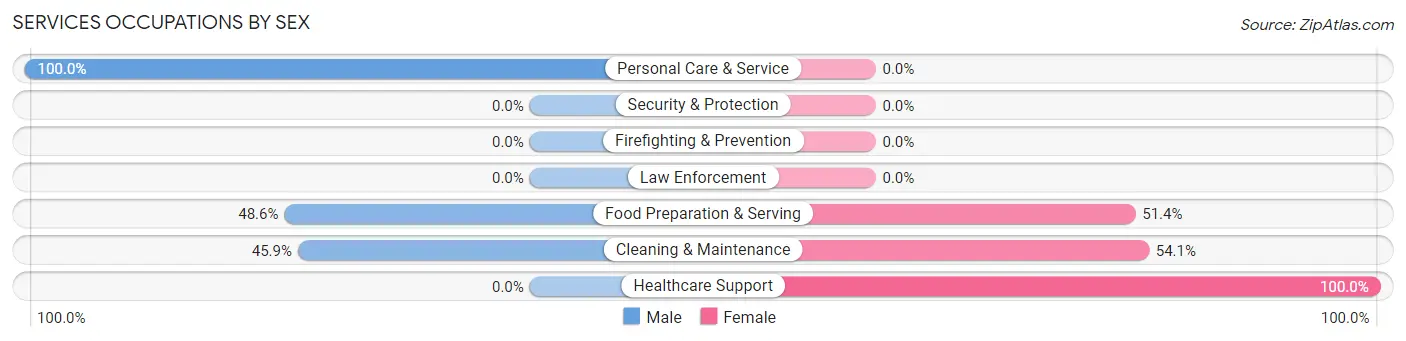 Services Occupations by Sex in Bridgton