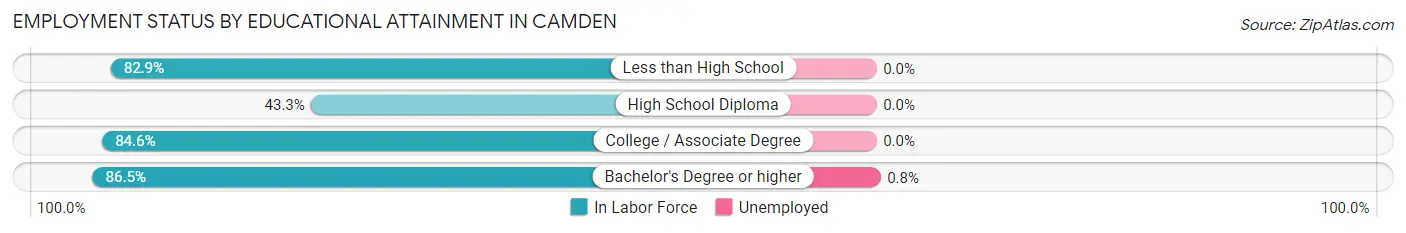 Employment Status by Educational Attainment in Camden