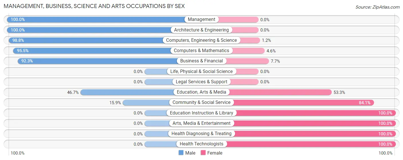 Management, Business, Science and Arts Occupations by Sex in Cape Neddick