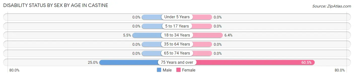 Disability Status by Sex by Age in Castine