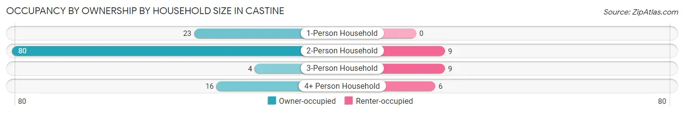 Occupancy by Ownership by Household Size in Castine