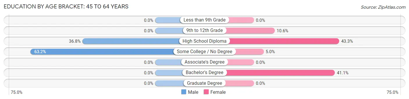 Education By Age Bracket in Chisholm: 45 to 64 Years