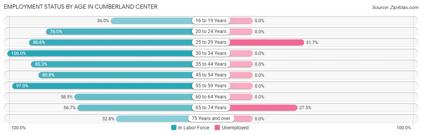 Employment Status by Age in Cumberland Center