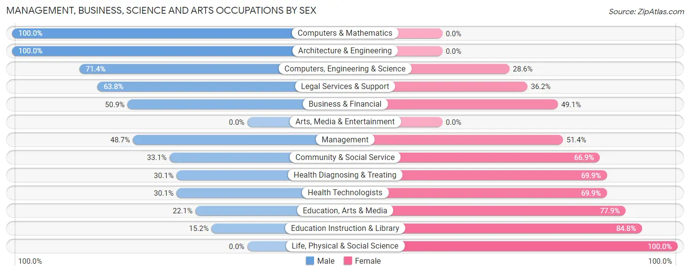 Management, Business, Science and Arts Occupations by Sex in Cumberland Center