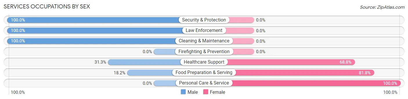 Services Occupations by Sex in Eastport