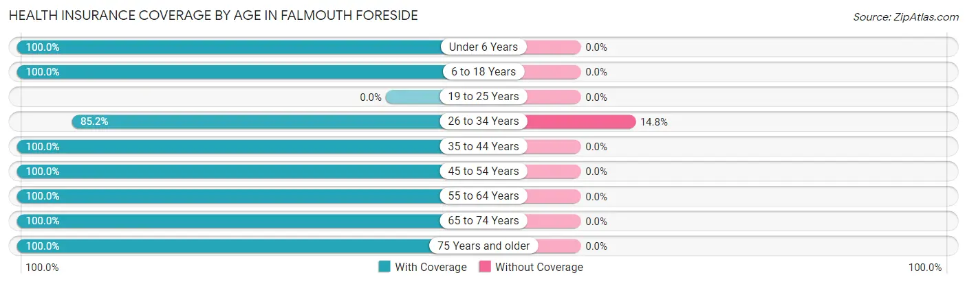Health Insurance Coverage by Age in Falmouth Foreside