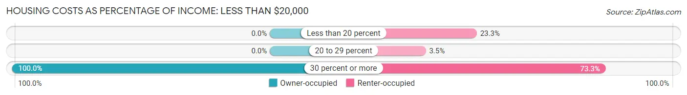 Housing Costs as Percentage of Income in Farmington: <span>Less than $20,000</span>