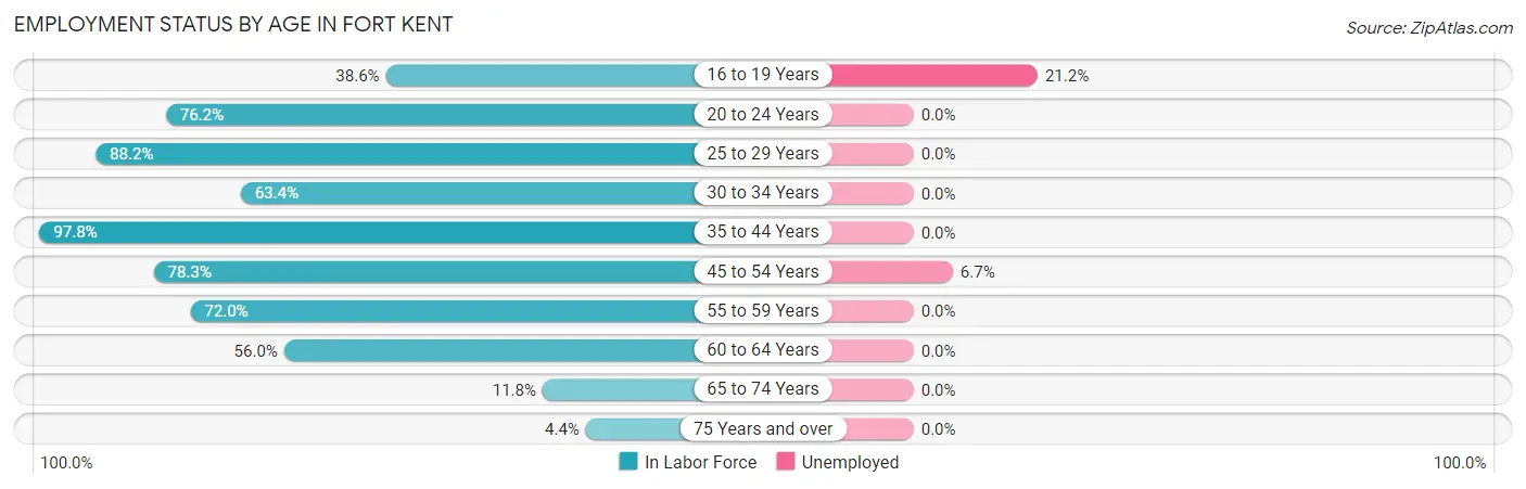Employment Status by Age in Fort Kent