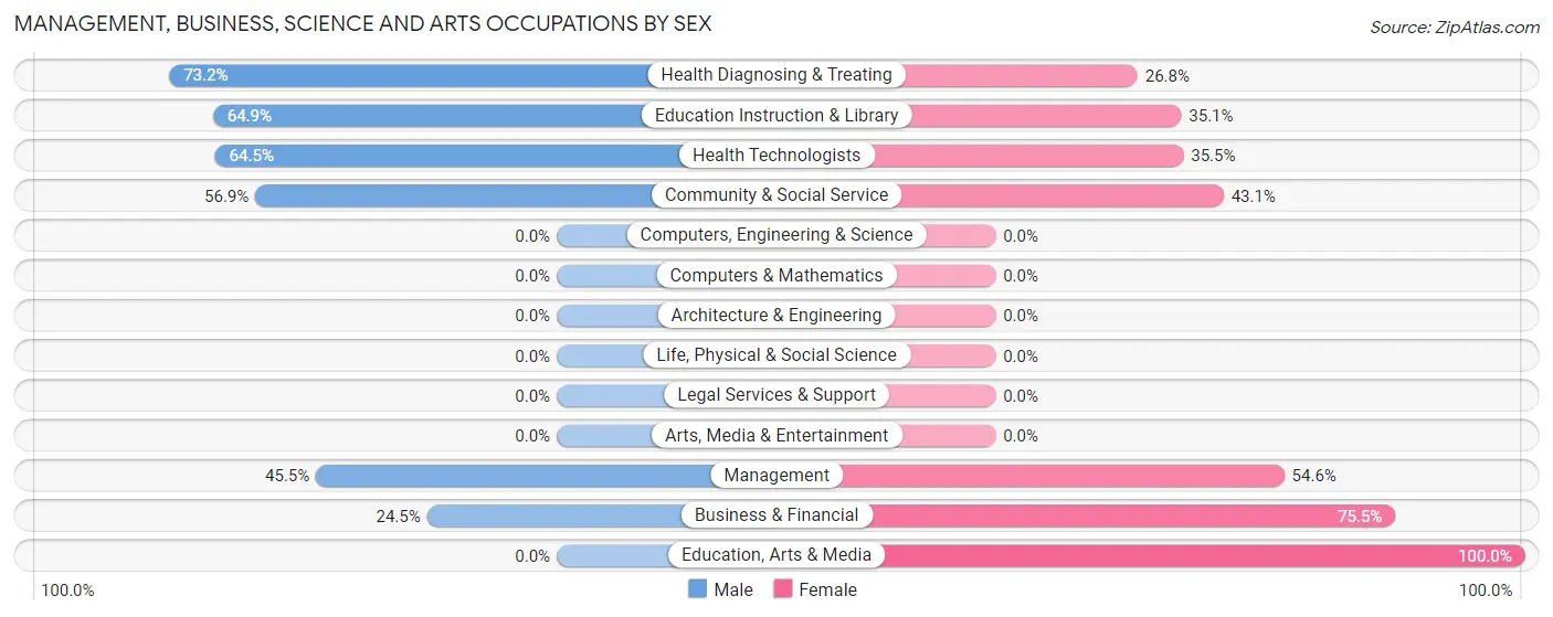 Management, Business, Science and Arts Occupations by Sex in Fryeburg