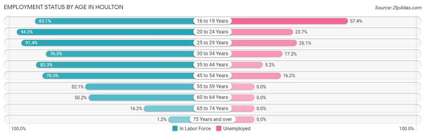 Employment Status by Age in Houlton