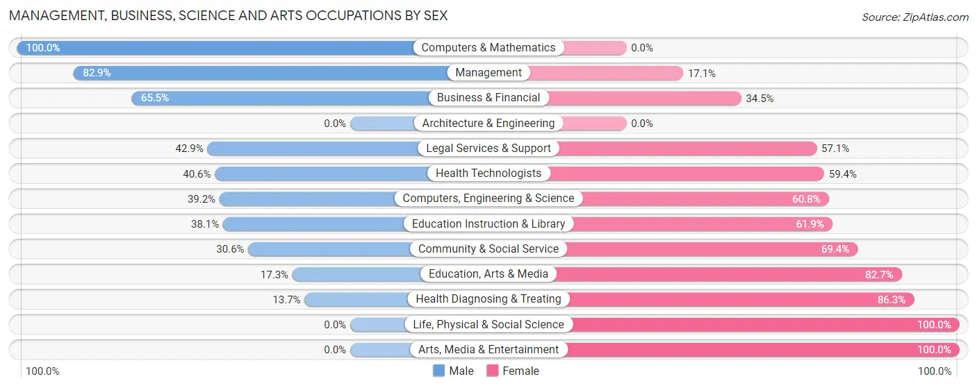 Management, Business, Science and Arts Occupations by Sex in Houlton