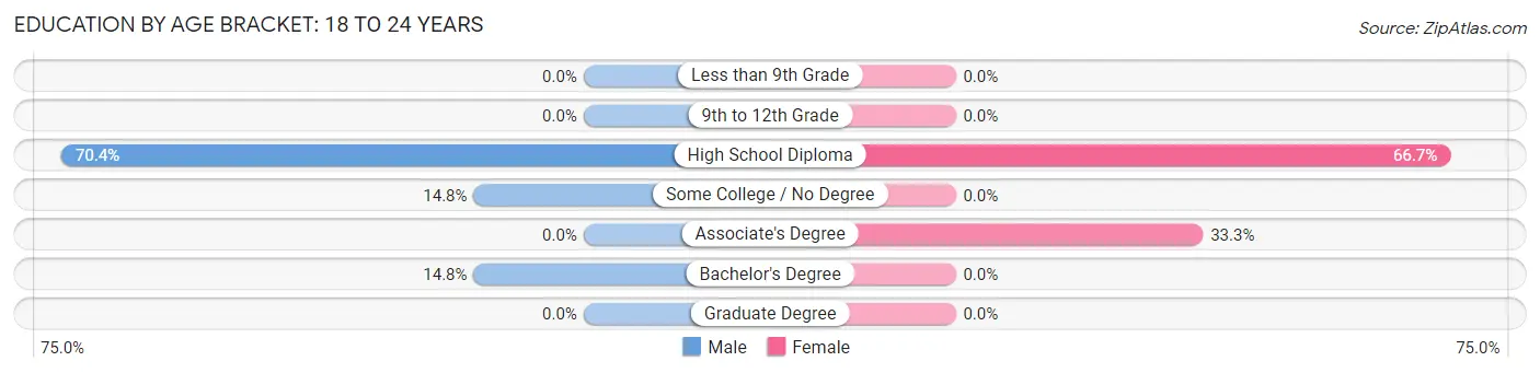 Education By Age Bracket in Howland: 18 to 24 Years