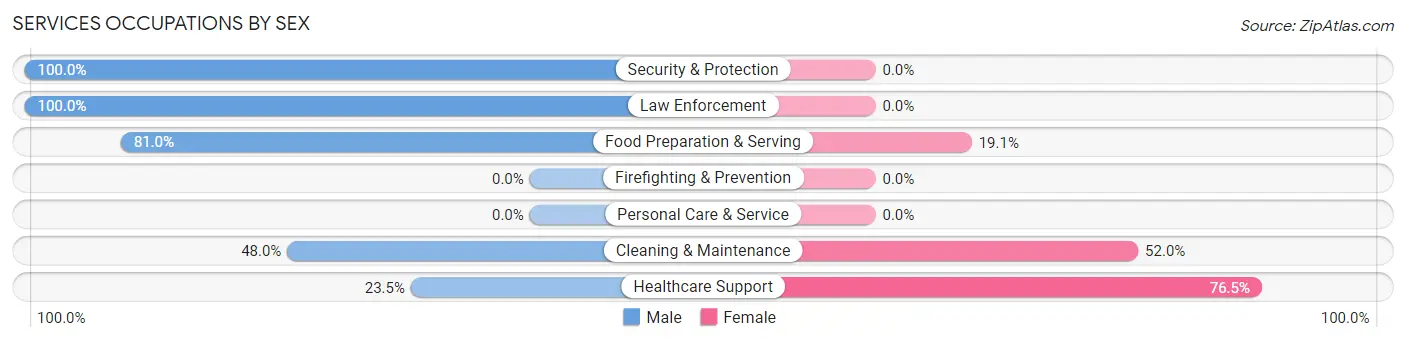 Services Occupations by Sex in Howland