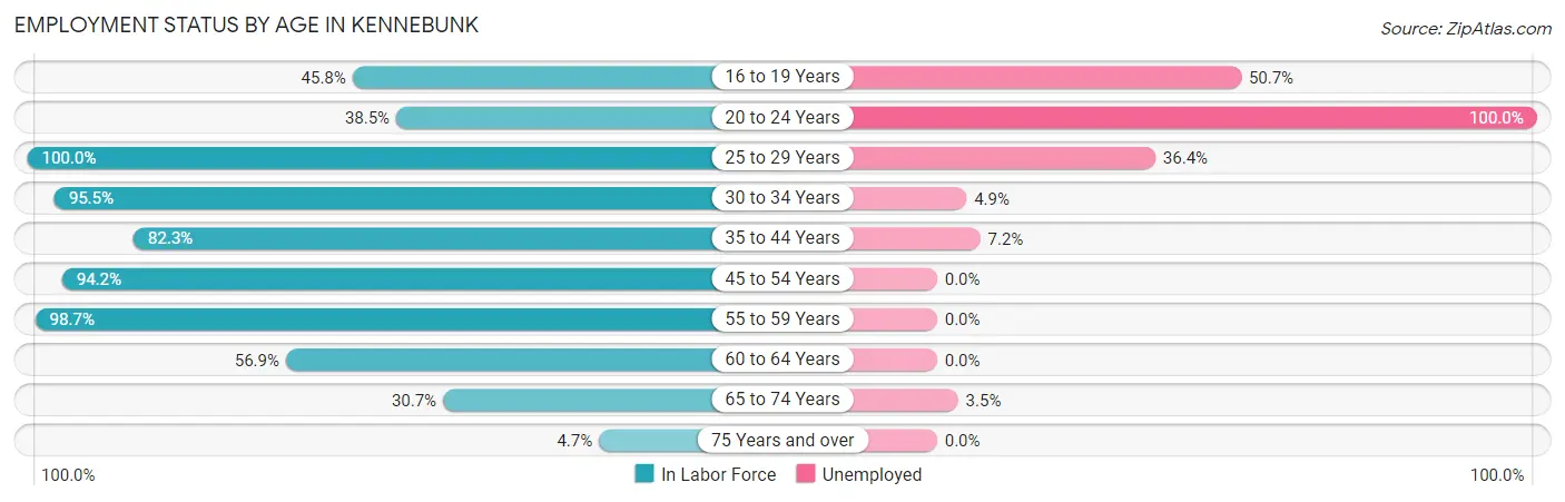 Employment Status by Age in Kennebunk