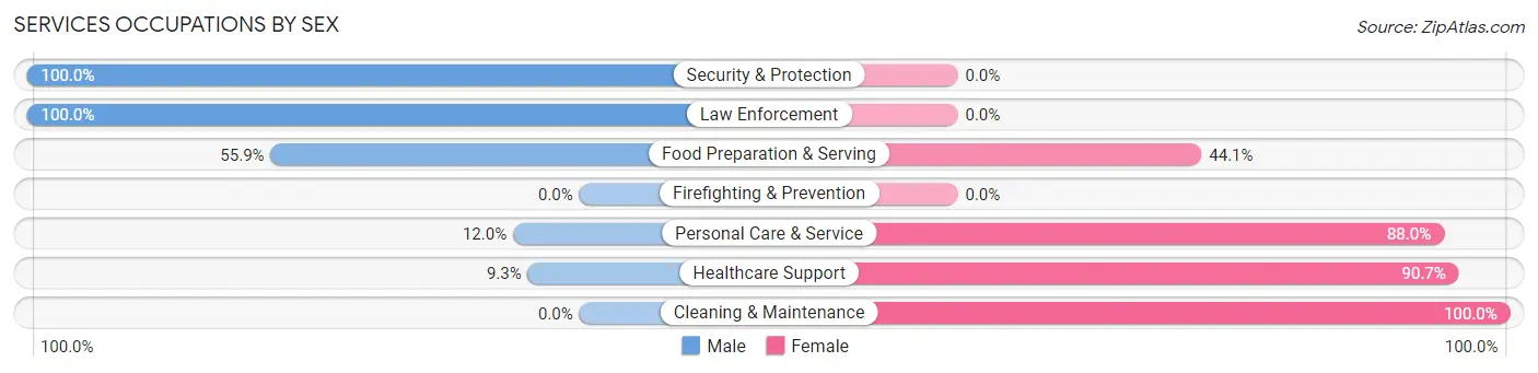 Services Occupations by Sex in Kennebunk