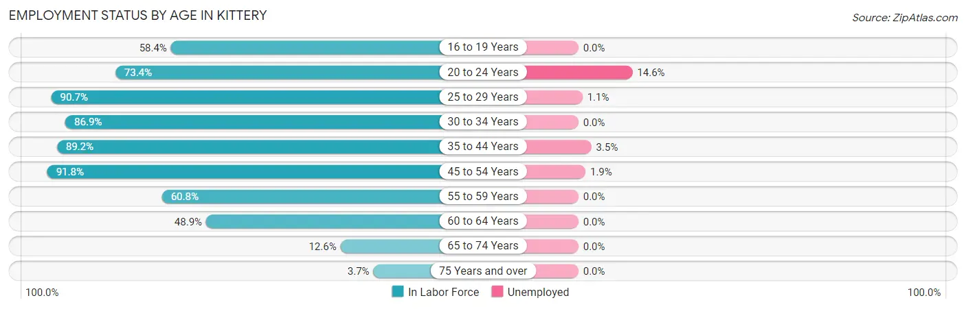 Employment Status by Age in Kittery