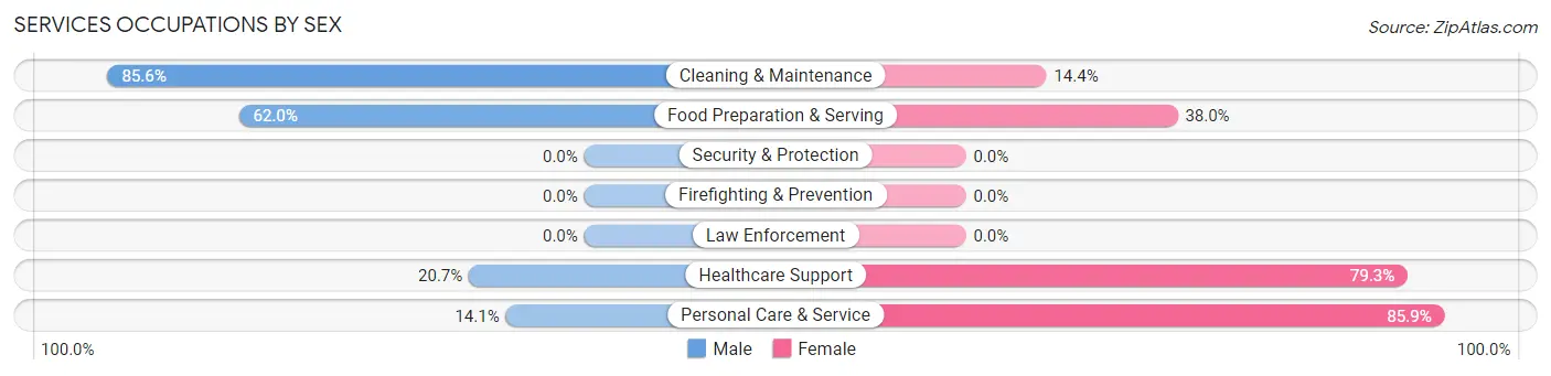 Services Occupations by Sex in Kittery