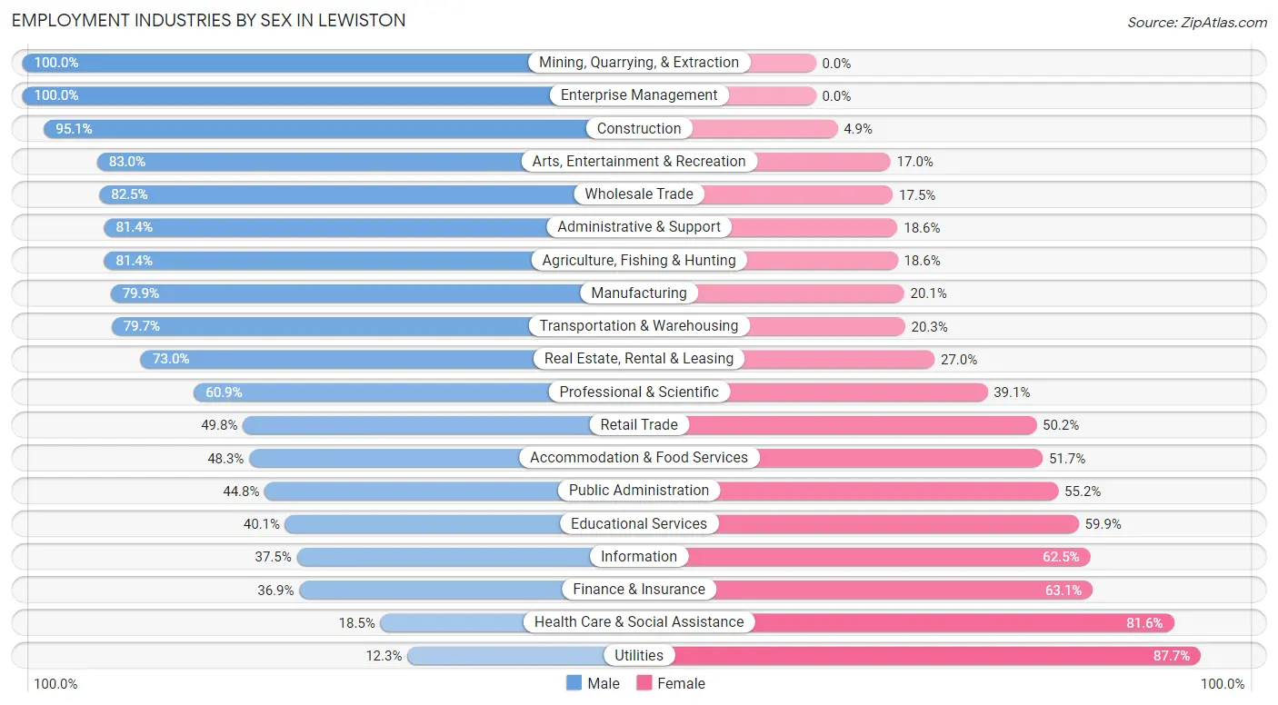 Employment Industries by Sex in Lewiston