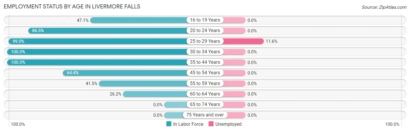 Employment Status by Age in Livermore Falls
