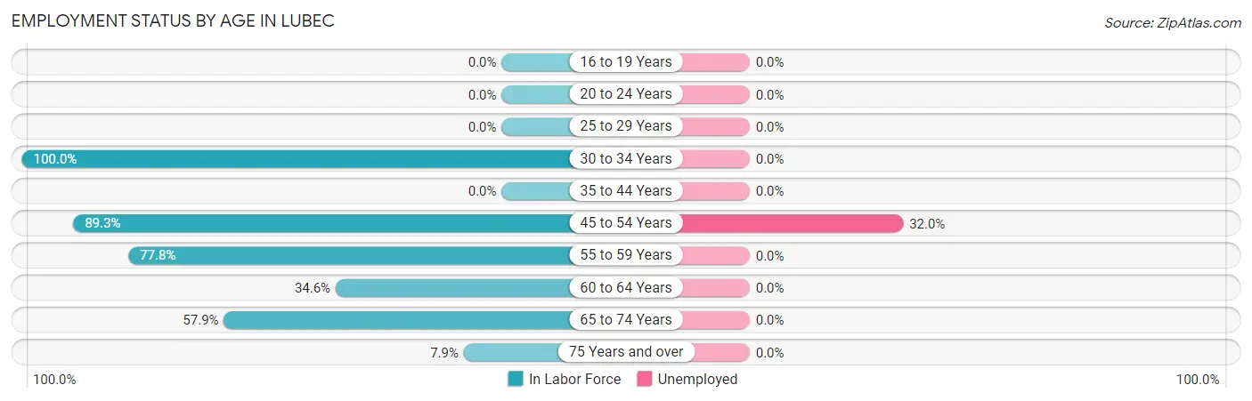 Employment Status by Age in Lubec