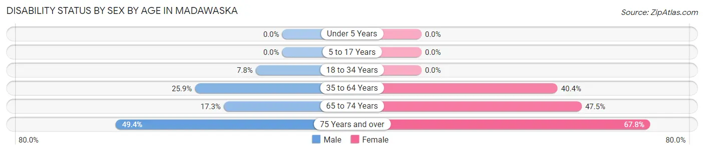 Disability Status by Sex by Age in Madawaska