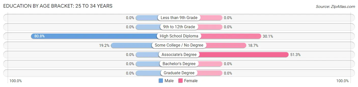 Education By Age Bracket in Madison: 25 to 34 Years