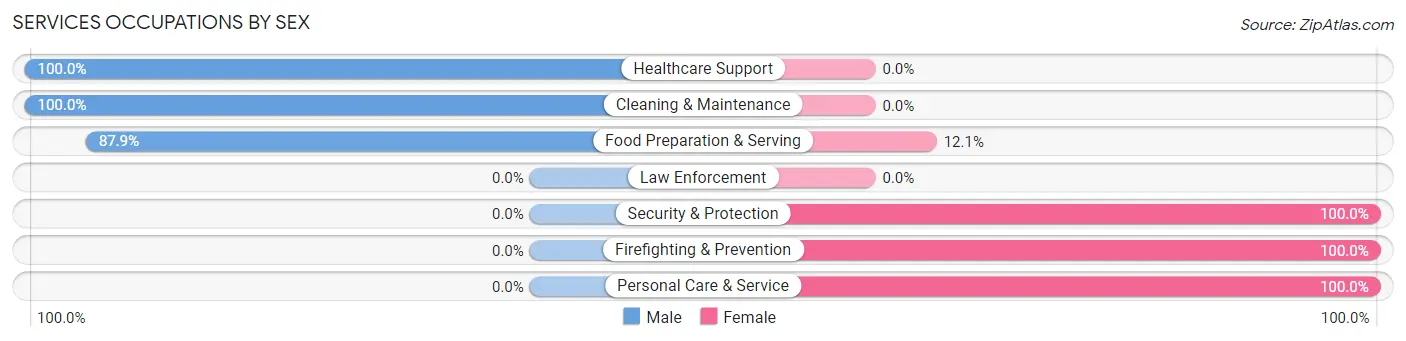 Services Occupations by Sex in Milford