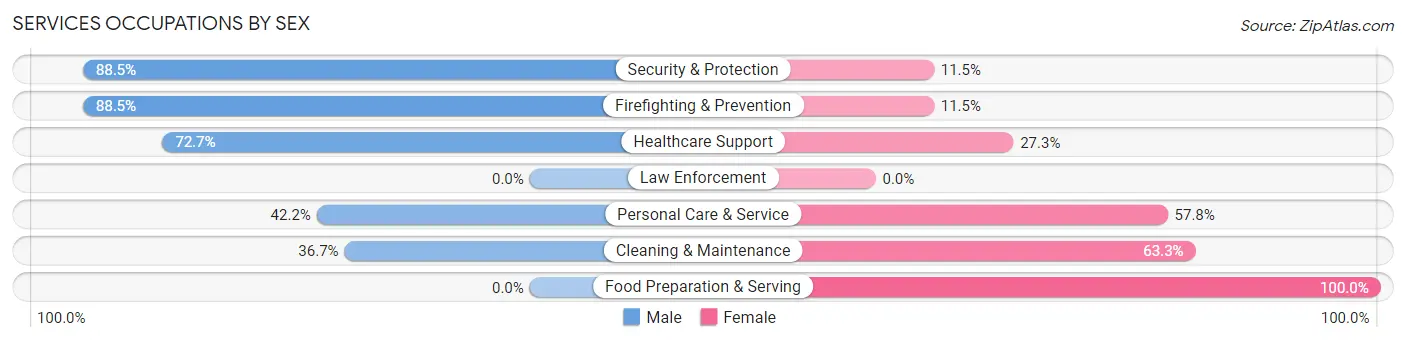 Services Occupations by Sex in Millinocket