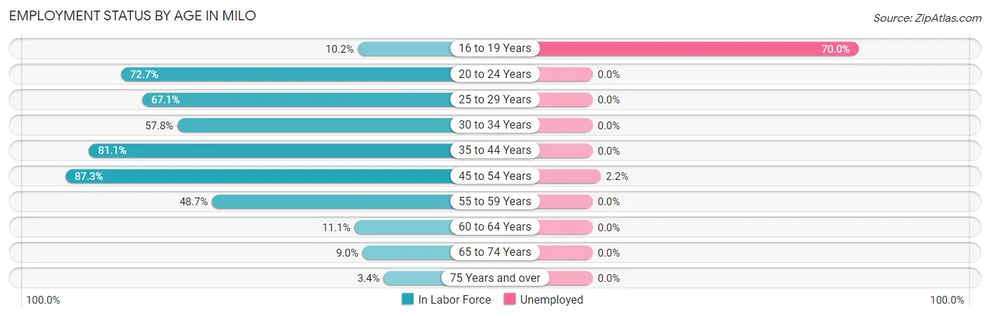 Employment Status by Age in Milo