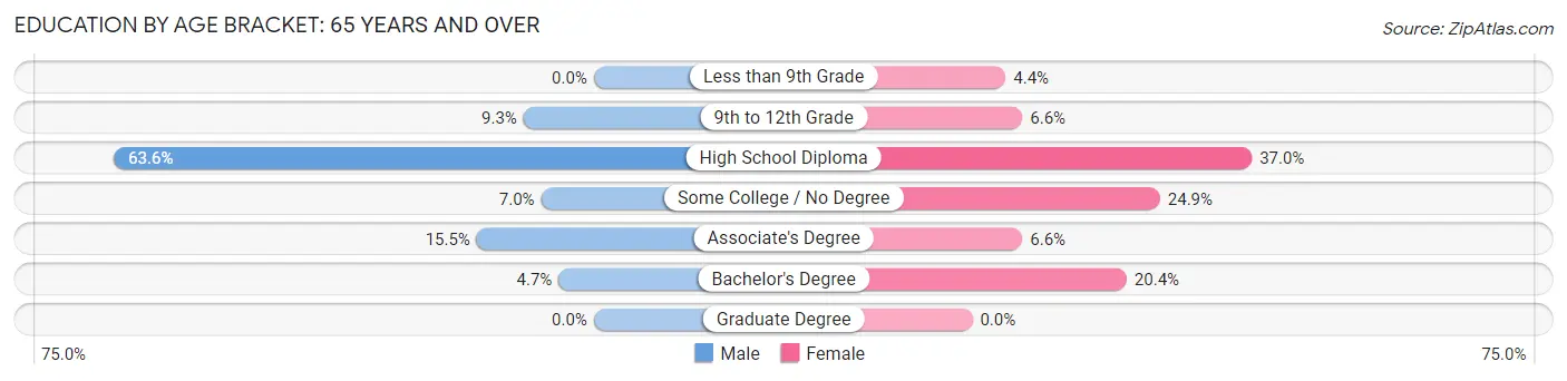 Education By Age Bracket in Newport: 65 Years and over