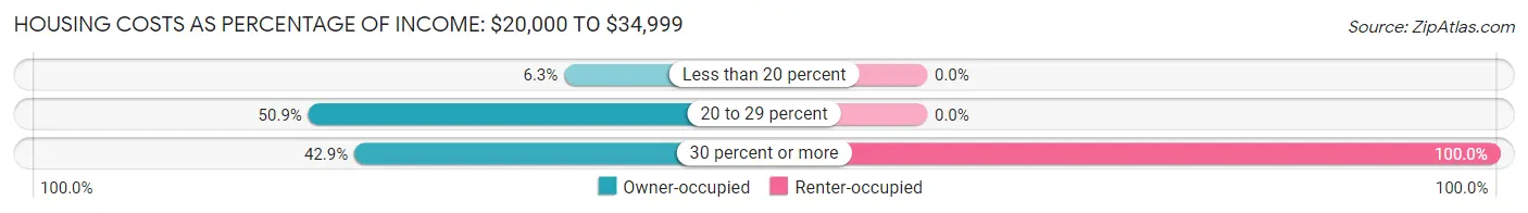 Housing Costs as Percentage of Income in Newport: <span>$20,000 to $34,999</span>