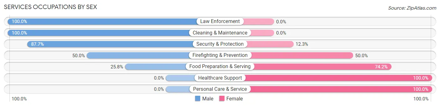 Services Occupations by Sex in Newport