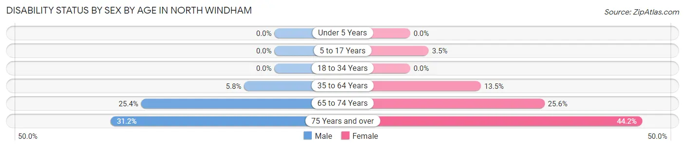Disability Status by Sex by Age in North Windham