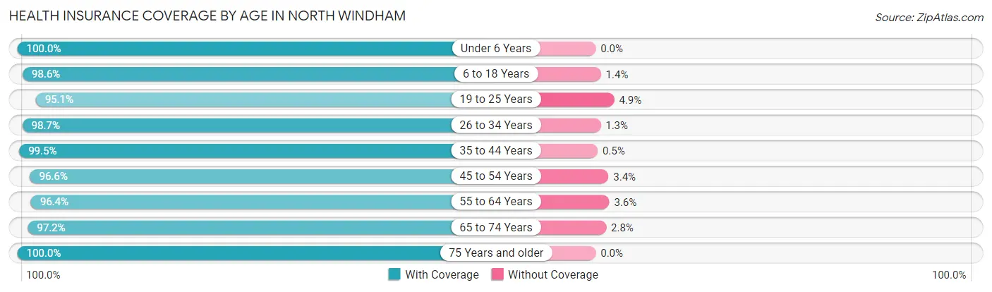 Health Insurance Coverage by Age in North Windham