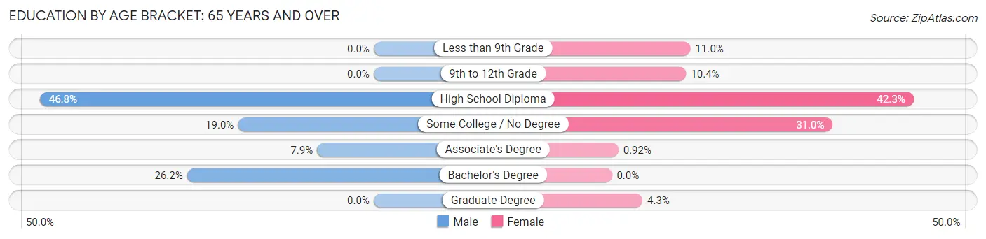 Education By Age Bracket in Pittsfield: 65 Years and over