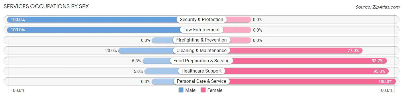 Services Occupations by Sex in Pittsfield