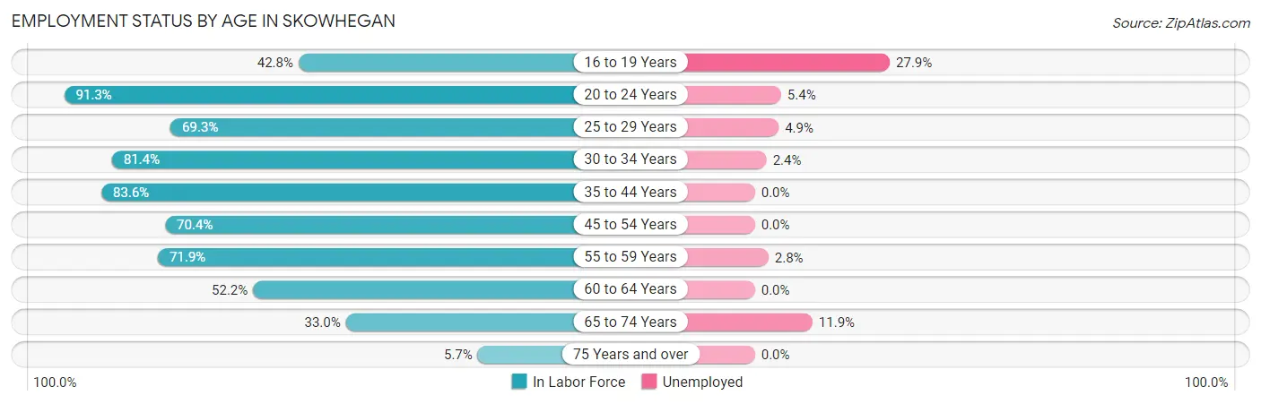 Employment Status by Age in Skowhegan