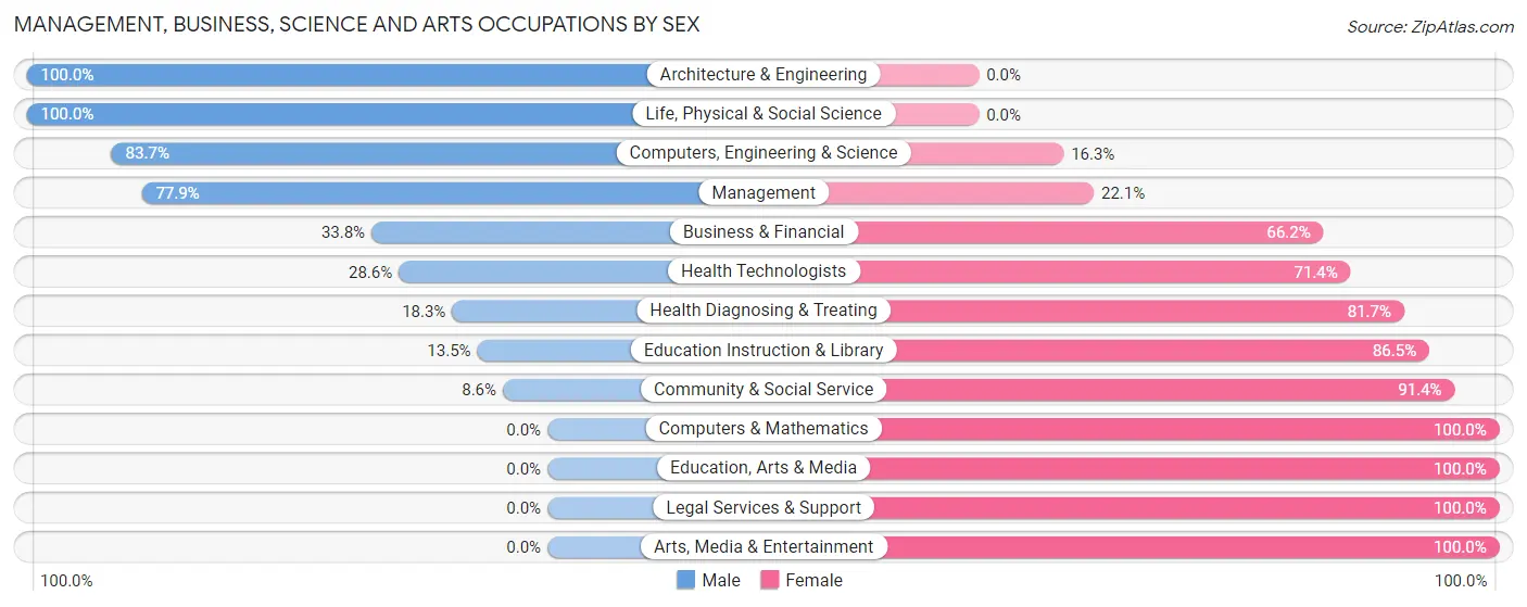 Management, Business, Science and Arts Occupations by Sex in Skowhegan