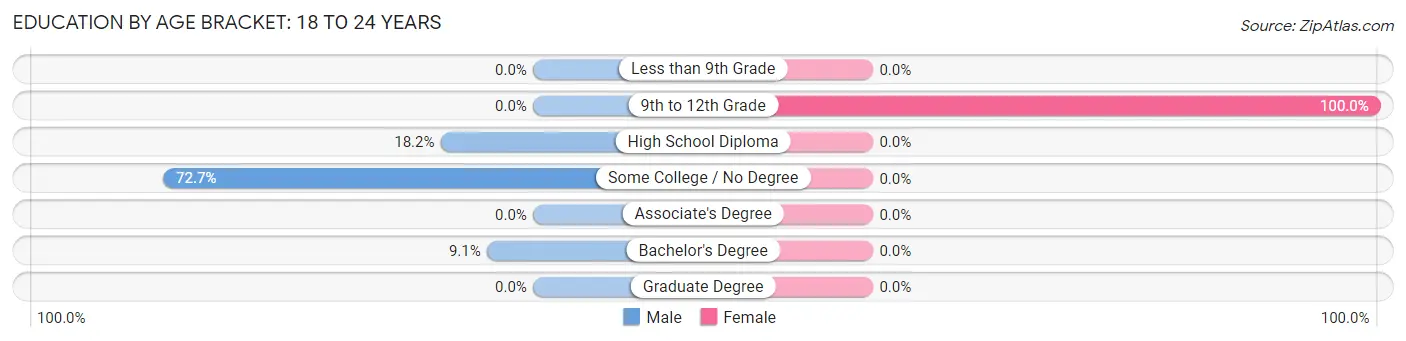 Education By Age Bracket in Southwest Harbor: 18 to 24 Years