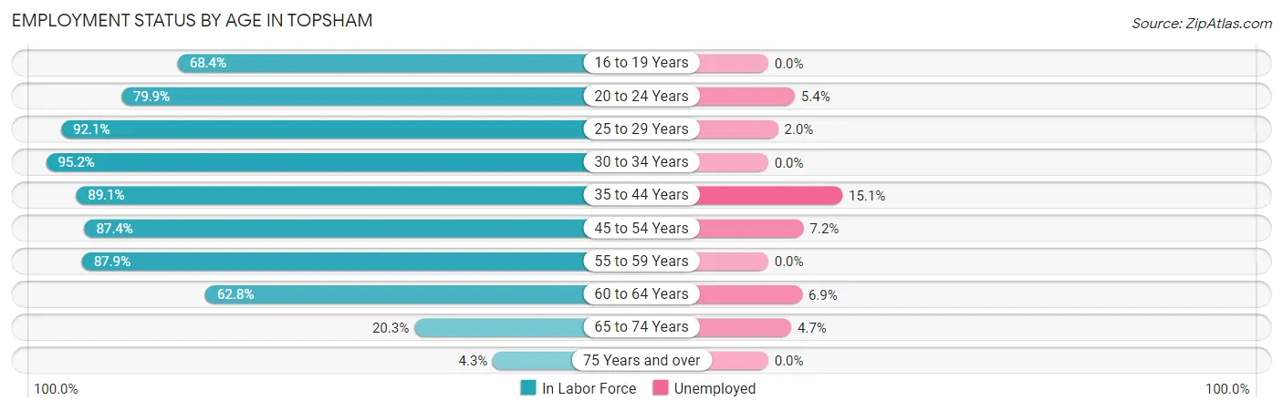 Employment Status by Age in Topsham