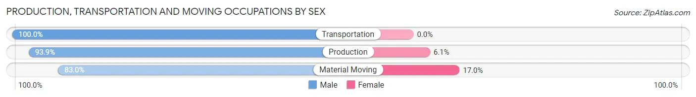 Production, Transportation and Moving Occupations by Sex in Topsham