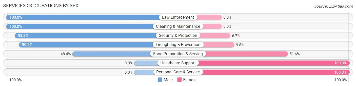 Services Occupations by Sex in Topsham
