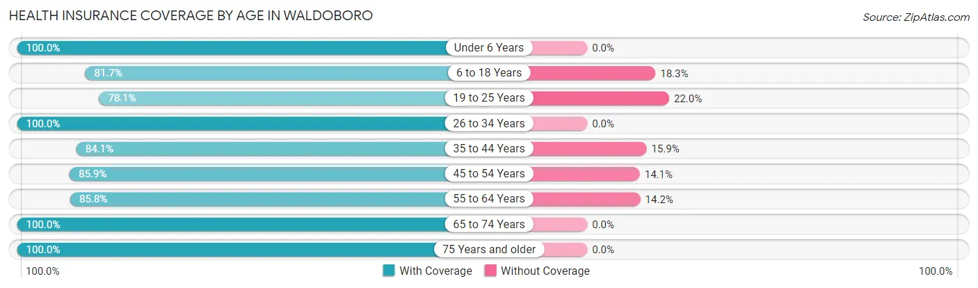 Health Insurance Coverage by Age in Waldoboro