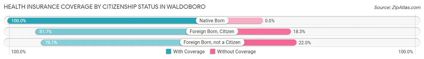 Health Insurance Coverage by Citizenship Status in Waldoboro