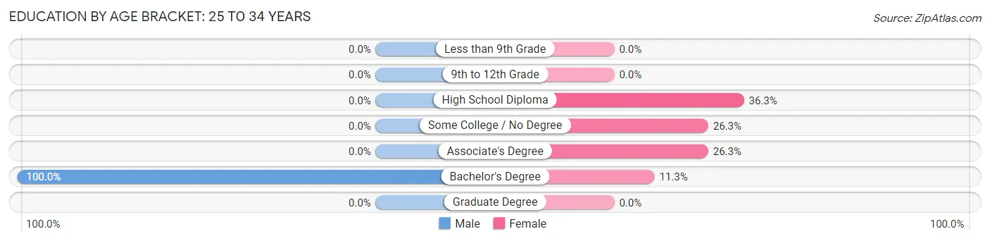Education By Age Bracket in West Kennebunk: 25 to 34 Years