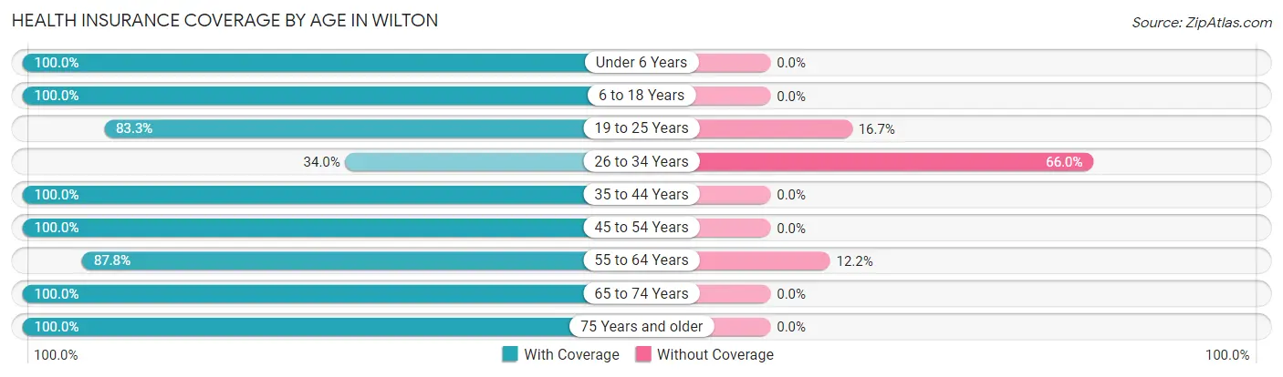 Health Insurance Coverage by Age in Wilton