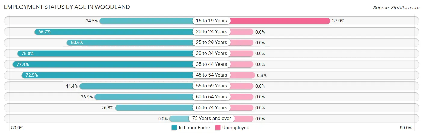 Employment Status by Age in Woodland
