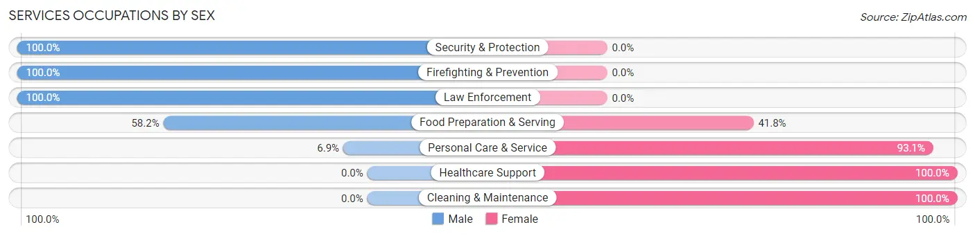 Services Occupations by Sex in Yarmouth