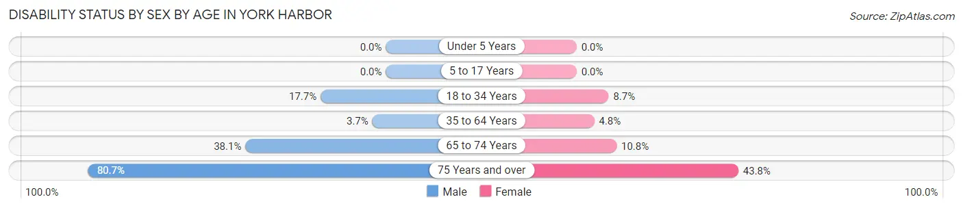 Disability Status by Sex by Age in York Harbor